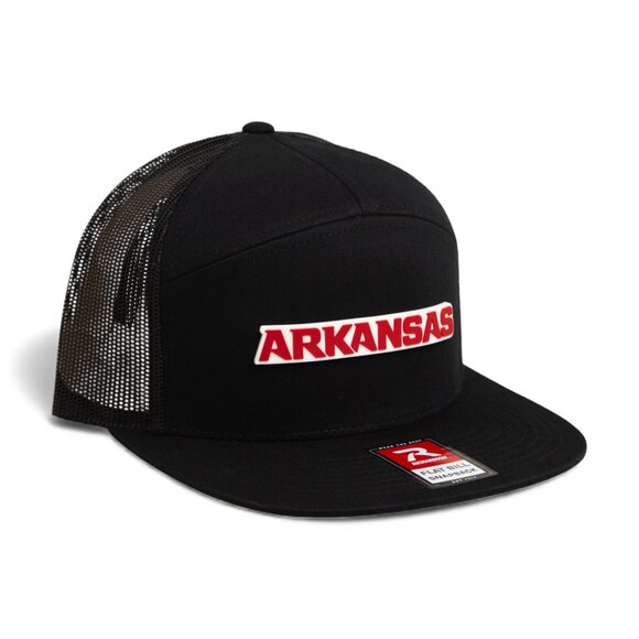 Arkansas Razorbacks ARKANSAS Red 3D Snapback Seven-Panel Trucker Hat- Black - Picture 1 of 3